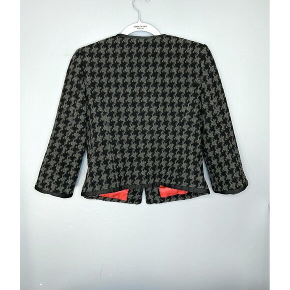 Mossimo Tweed Jacket Womens M Houndstooth Collarless Black Grey Twee 3/4 Sleeve - Picture 13 of 13